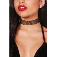 ruffled chiffon choker black