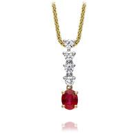 Ruby Necklace Graduated Diamond 18ct Yellow Gold