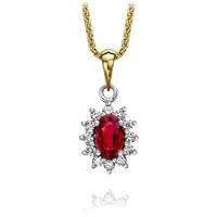 Ruby Necklace Cluster Diamond 18ct Yellow Gold