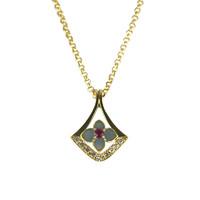 Ruby Necklace Flower Diamond 18ct Yellow Gold