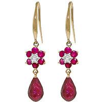 Ruby and Diamond Daisy Chain Drop Earrings 7.55ctw in 9ct Gold