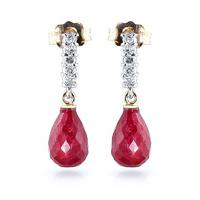 ruby and diamond stem droplet earrings 66ctw in 9ct gold