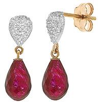 Ruby and Diamond Droplet Earrings 6.6ctw in 9ct Gold