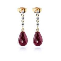 Ruby and Diamond Chain Droplet Earrings 6.6ctw in 9ct Gold