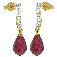 Ruby and Diamond Droplet Earrings 6.6ctw in 9ct Gold