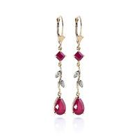 Ruby and Diamond Vine Branch Drop Earrings 3.95ctw in 9ct Gold