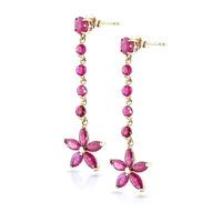 Ruby Daisy Chain Drop Earrings 4.8ctw in 9ct Gold