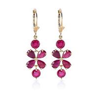 Ruby Blossom Drop Earrings 5.32ctw in 9ct Gold