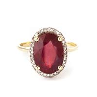 Ruby and Diamond Halo Ring 7.75ct in 9ct Gold