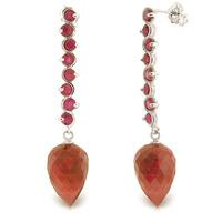 Ruby Briolette Drop Earrings 29.2ctw in 9ct White Gold