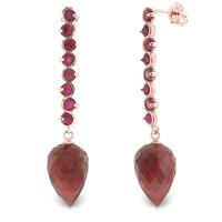 Ruby Briolette Drop Earrings 29.2ctw in 9ct Rose Gold