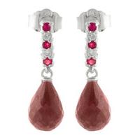 ruby and diamond stud earrings 684ctw in 9ct white gold