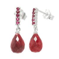 Ruby Briolette Stud Earrings 7.0ctw in 9ct White Gold