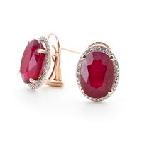 Ruby and Diamond French Clip Halo Earrings 15.5ctw in 9ct Rose Gold