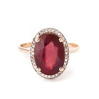 Ruby and Diamond Halo Ring 7.75ct in 9ct Rose Gold