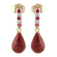 Ruby and Diamond Stud Earrings 6.84ctw in 9ct Gold