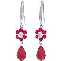 Ruby and Diamond Daisy Chain Drop Earrings 7.55ctw in 9ct White Gold