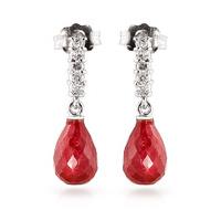 Ruby and Diamond Stem Droplet Earrings 6.6ctw in 9ct White Gold