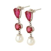 ruby and pearl droplet earrings 30ctw in 9ct white gold