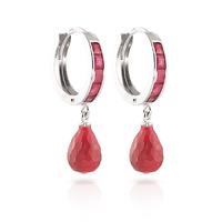 Ruby Droplet Huggie Earrings 7.8ctw in 9ct White Gold