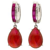 Ruby Droplet Huggie Earrings 1.3ctw in 9ct White Gold