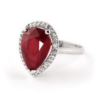 Ruby and Diamond Halo Ring 5.35ct in 9ct White Gold