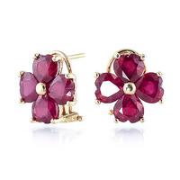 Ruby Flower Heart Stud Earrings 7.2ctw in 9ct Gold