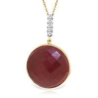 Ruby and Diamond Pendant Necklace 23.0ct in 9ct Gold