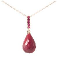 ruby briolette pendant necklace 90ctw in 9ct rose gold