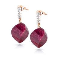 Ruby and Diamond Stud Earrings 30.5ctw in 9ct Rose Gold