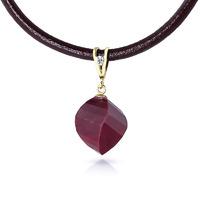 Ruby and Diamond Leather Pendant Necklace 15.25ct in 9ct Gold