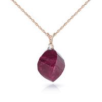 Ruby and Diamond Pendant Necklace 15.25ct in 9ct Rose Gold