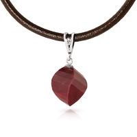 Ruby and Diamond Leather Pendant Necklace 15.25ct in 9ct White Gold