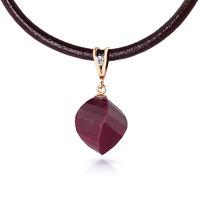 Ruby and Diamond Leather Pendant Necklace 15.25ct in 9ct Rose Gold