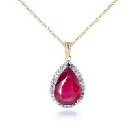 Ruby and Diamond Halo Pendant Necklace 5.35ct in 9ct Gold