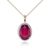 Ruby and Diamond Halo Pendant Necklace 7.75ct in 9ct Rose Gold