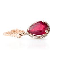 Ruby and Diamond Halo Pendant Necklace 5.35ct in 9ct Rose Gold