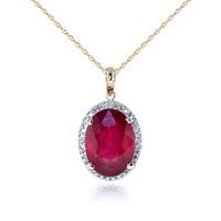 Ruby and Diamond Halo Pendant Necklace 7.75ct in 9ct Gold