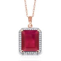 ruby and diamond halo pendant necklace 725ct in 9ct rose gold