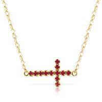 Ruby Cross Pendant Necklace 0.3ct in 9ct Gold