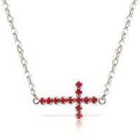 Ruby Cross Pendant Necklace 0.3ct in 9ct White Gold