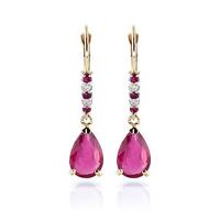 Ruby and Diamond Belle Drop Earrings 3.12ctw in 9ct Gold