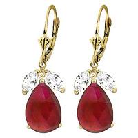 ruby and white topaz drop earrings 100ctw in 9ct gold