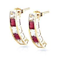 ruby and white topaz channel set stud earrings 47ctw in 9ct gold