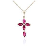 Ruby and Diamond Vatican Cross Pendant Necklace 1.08ctw in 9ct Gold