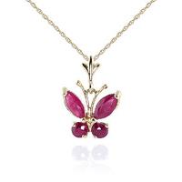 Ruby Butterfly Pendant Necklace 0.6ctw in 9ct Gold