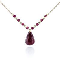 Ruby Briolette Pendant Necklace 15.8ctw in 9ct Gold