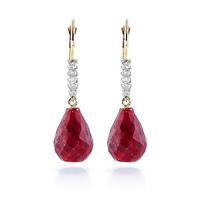 Ruby and Diamond Stem Drop Earrings 8.8ctw in 9ct Gold