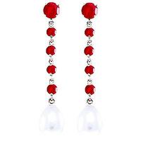 Ruby and Pearl by the Yard Drop Earrings 10.0ctw in 9ct White Gold