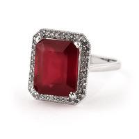 Ruby and Diamond Halo Ring 7.25ct in 9ct White Gold